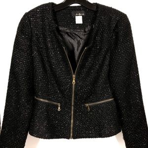 Twenty One Peplum Jacket Sz Medium Sparkle Tweed